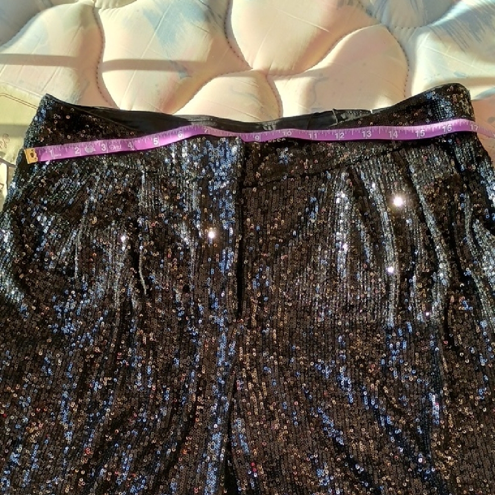 Black Sequin Cropped High Rise Pants